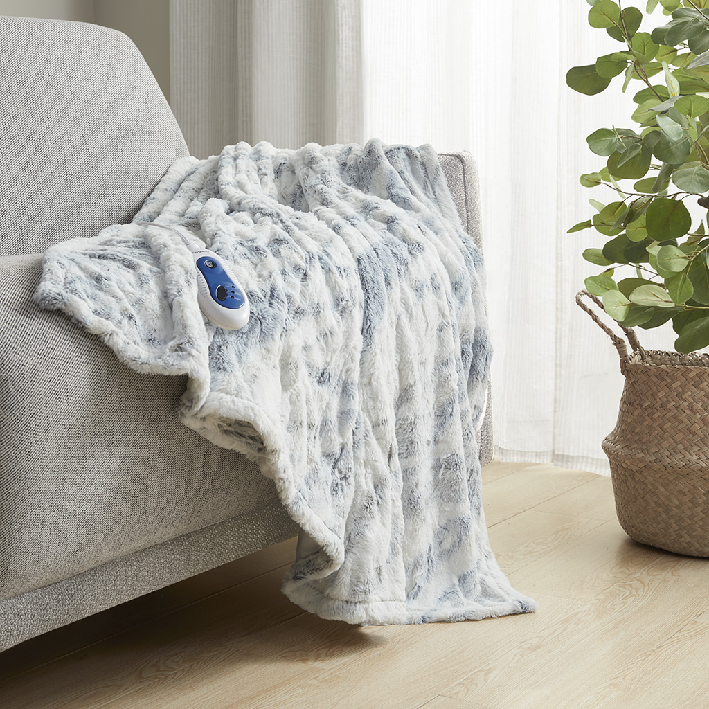 Olliix image associated with BR54-1370: Grey-and-blue throw with one handset visible; the image alone does not establish package contents