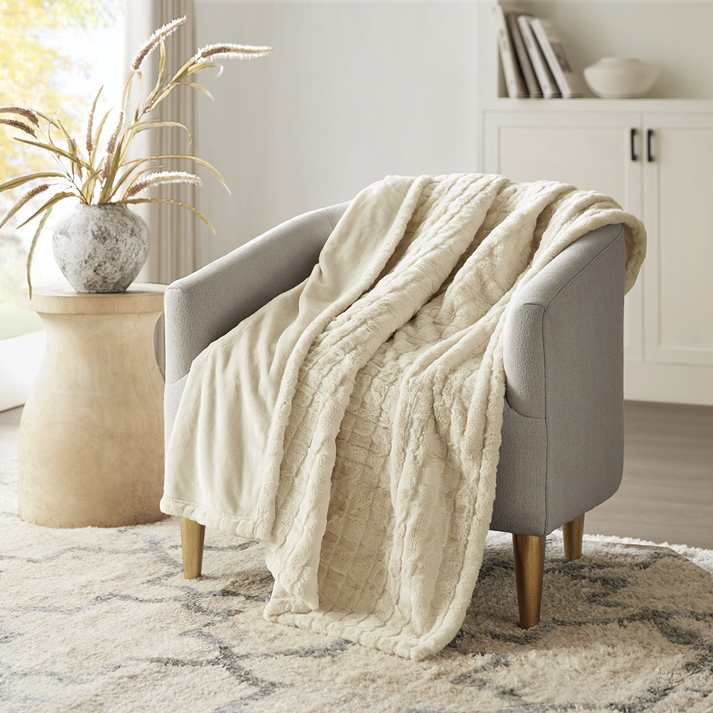 Olliix image associated with BR54-4696: Ivory textured throw; no handset visible in the image; the image alone does not establish package contents