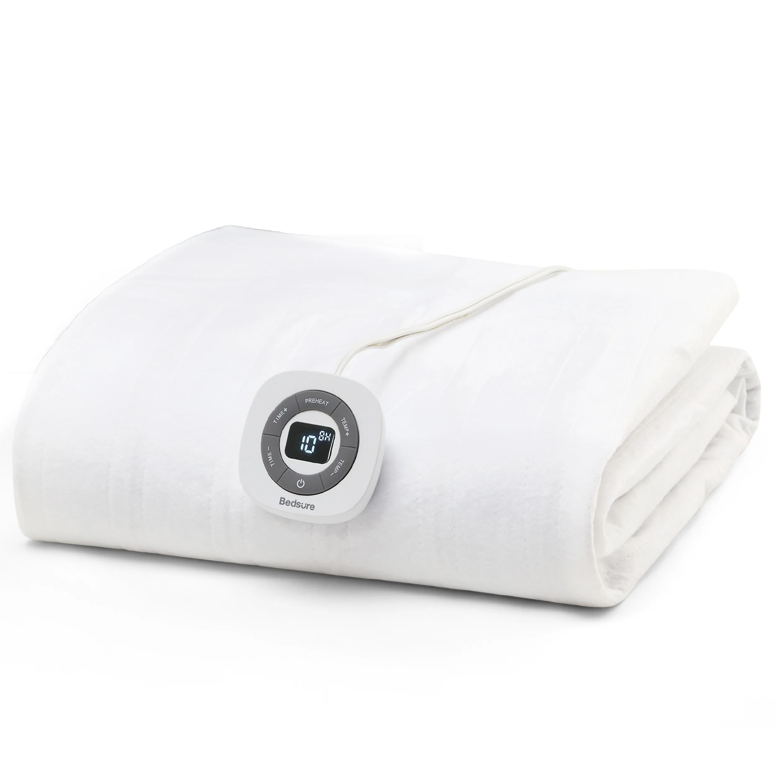 Bedsure Polyester Microfiber Heated Mattress Pad in White, Twin variant with controller