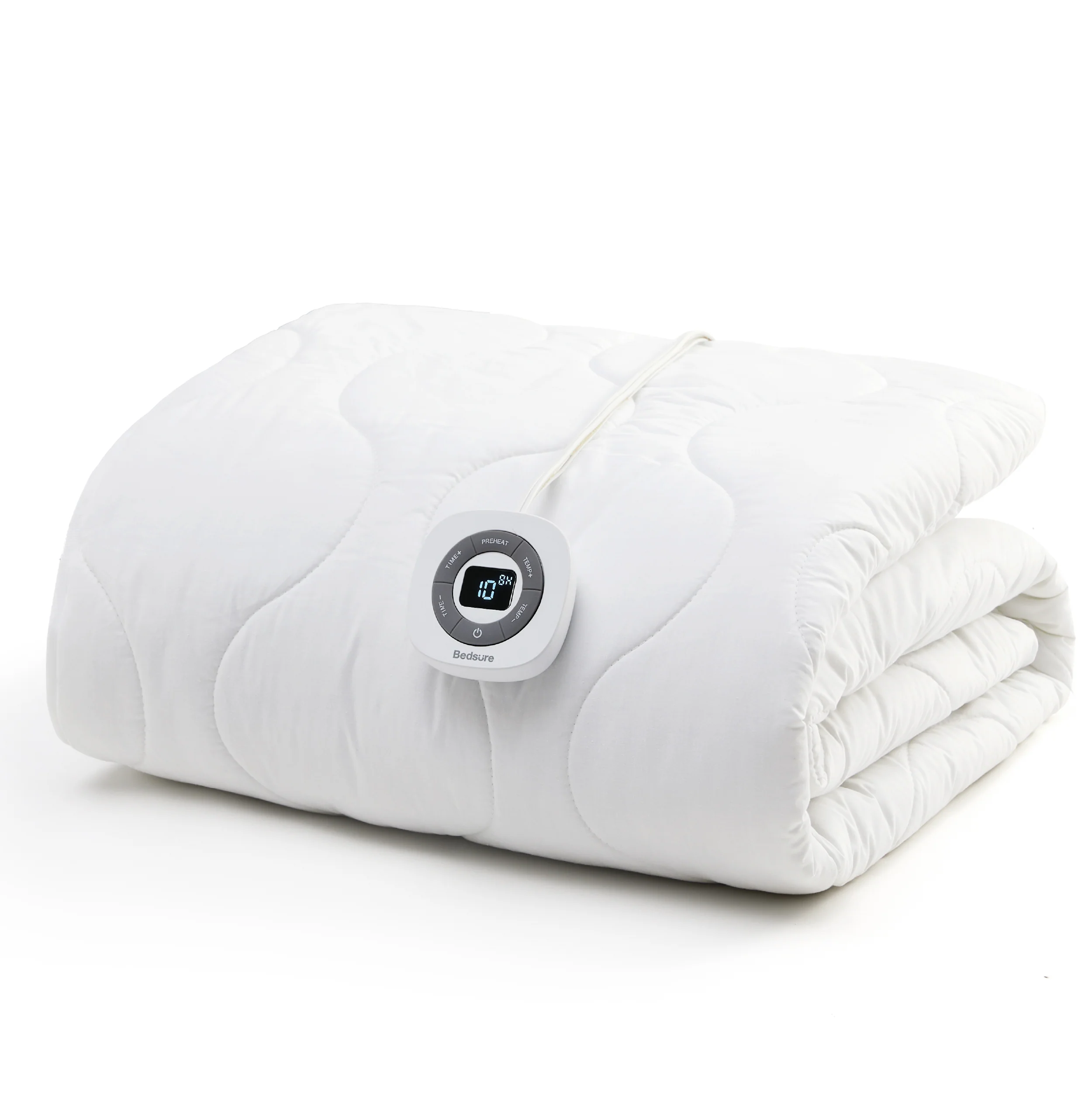 Waterproof Cotton Heated Mattress Pad, White Twin variant with controller