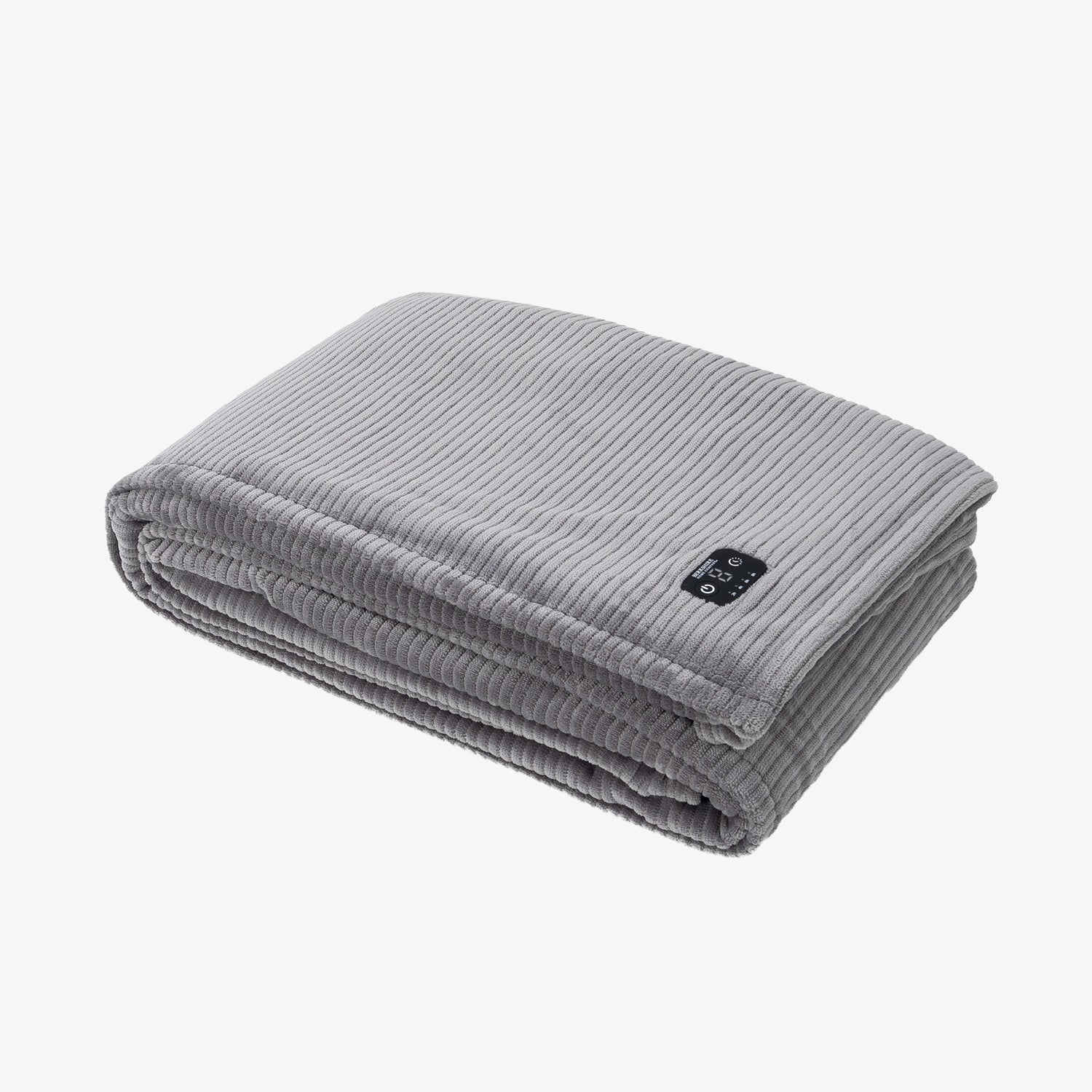 Amherst Grey E0817 heated VelvetLoft blanket folded to show its ribbing