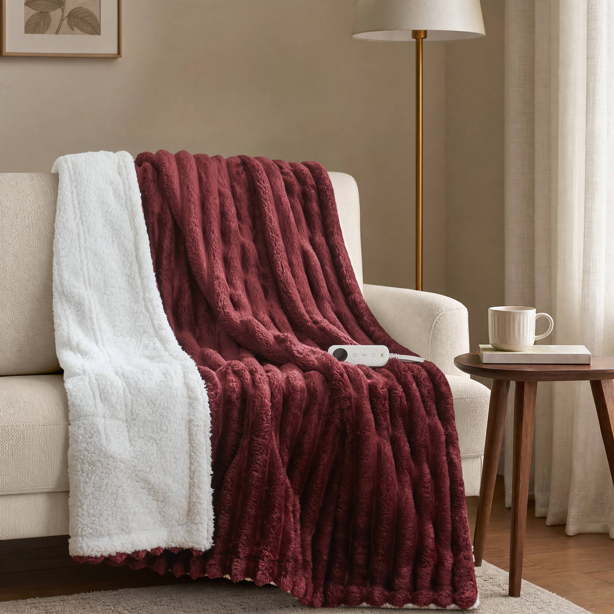 Official Serta item image associated with Red heated Cord Plush Throw ST54-4787
