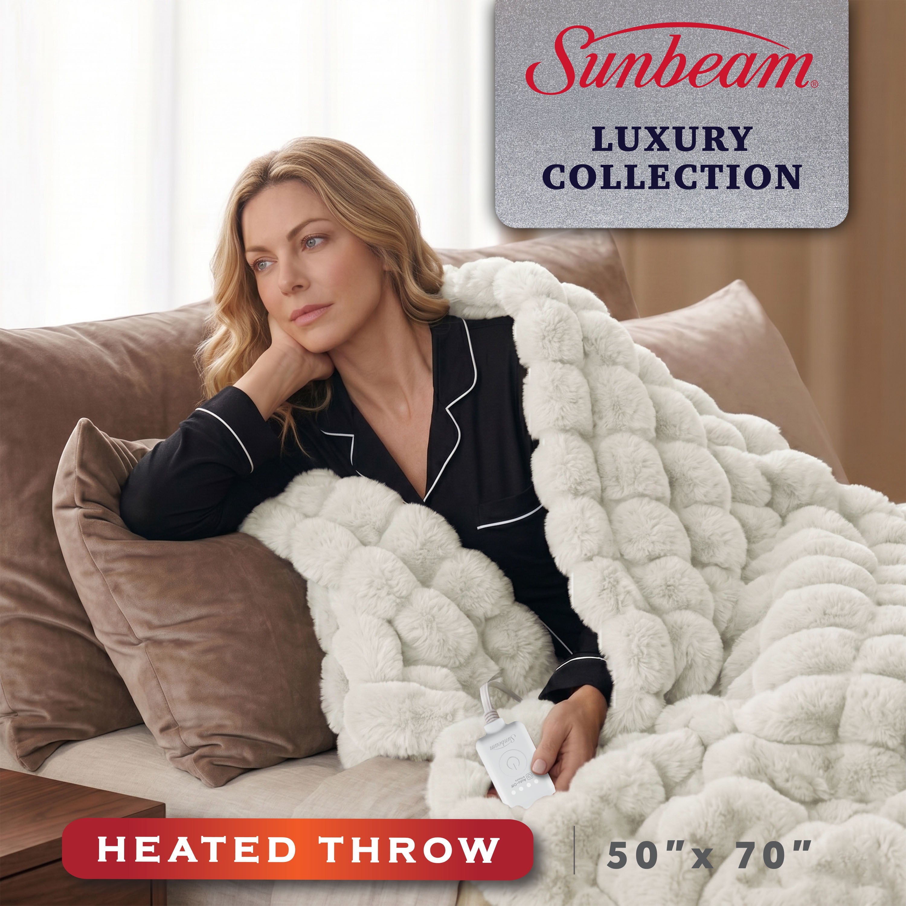 Sunbeam page-linked image for bubble faux-fur SKU 14789, with a 50 × 70-inch artwork overlay