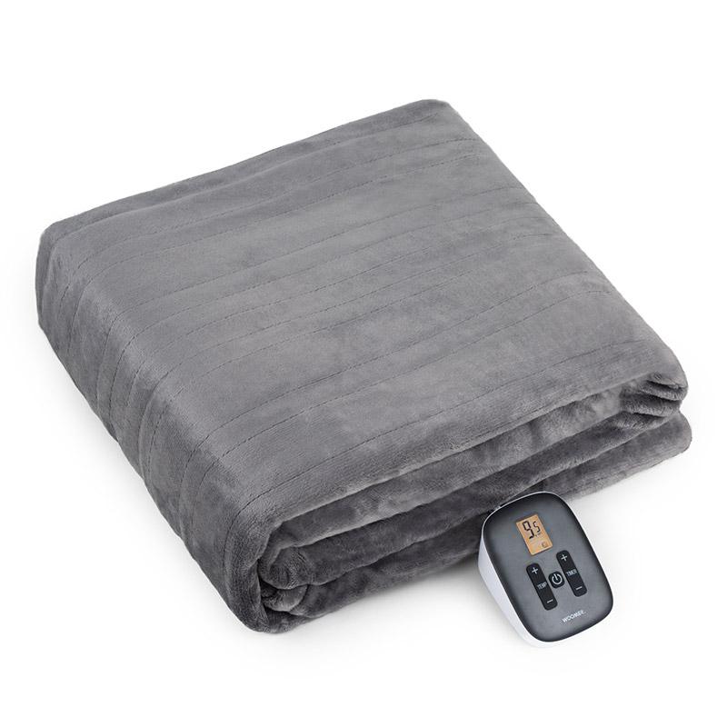 Gray WOOMER blanket folded with a single handset visible in its Full listing image