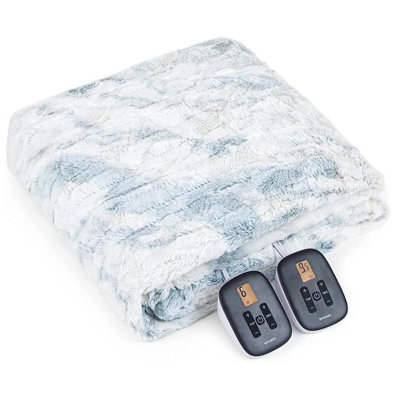 Folded Marble Blue blanket with two handsets, linked from Queen and King listings