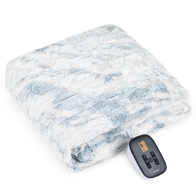 Folded Marble Blue blanket with one handset, linked from the Twin listing
